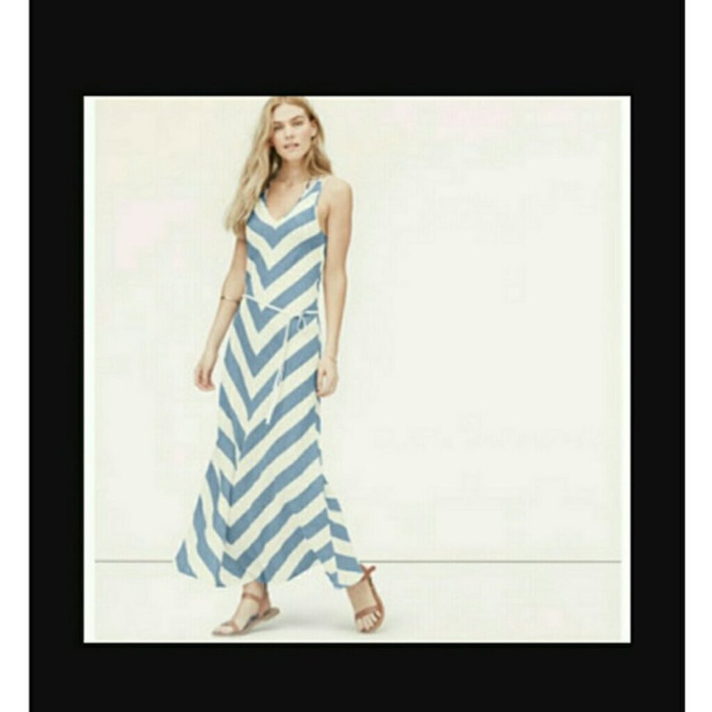 LOFT Blue Stripe Beach Maxi Dress